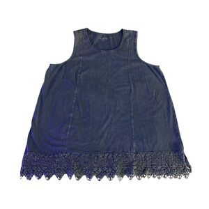 Coldwater‎ Creek Women’s 2X Blue Washed Hues Swing Tunic Tank Cotton Boho